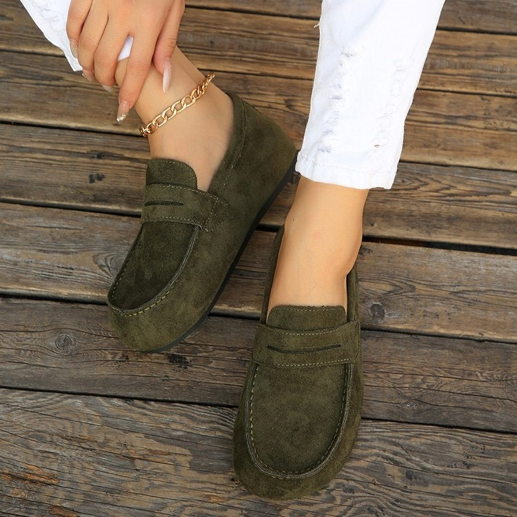 Exportplus size cowhide version korean styleretrohidden heel loafers for women  autum new slip-on flats