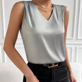 fashion cross-border women's satin satin suit sleeveless elegant commuter vest bottomtops