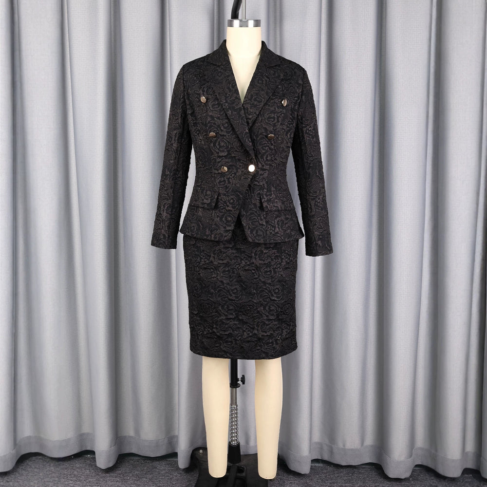 Professional commute suit dress set - stylish, figure-flattering, high-end jacquard fabric two-piece set