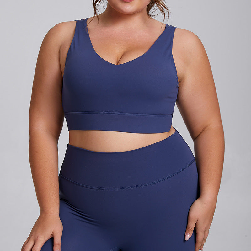 plus size high elastic yoga fitness wear women's brushed nude yoga wear suit running bubble wrap sportswear