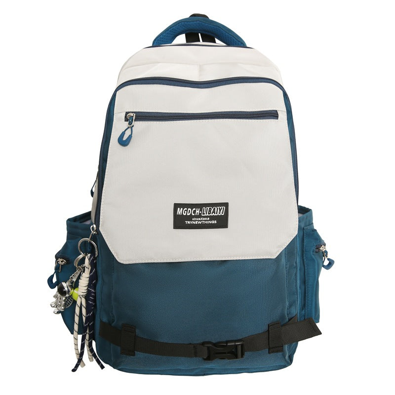 New spring and summer trend schoolbag junior high school backpack large capacity high school color matching outdoor travel computer bag