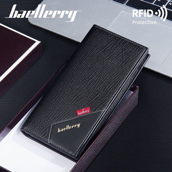 New men's wallet, long zipper, large-capacity wallet, RFID multi-card position, high-end  leather clutch.