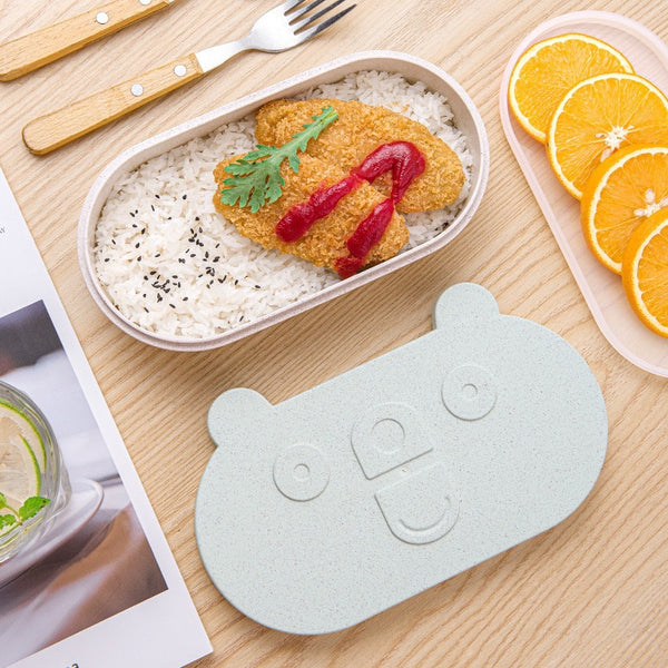 Wheat straw cartoon easy bear lunch box office worker bento box student lunch box with compartment microwave oven portable lunch box