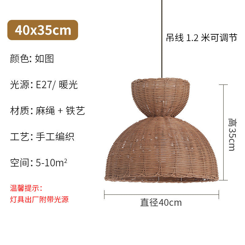 Wabi Silent Wind Retro Rattan Chandelier Personality Japanese Living Room Bedroom Restaurant Homestay Tea Room Bar Designer Lighting