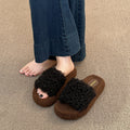 Fall and winterthick sole lambswool cotton slippers for women new arrivalk-stylesweet fur slippers with one strap fleece-lined cotton slippers for women