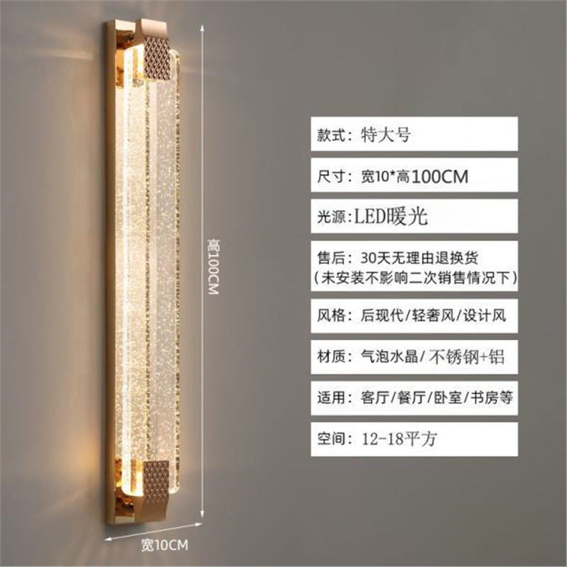 Luxury crystal wall sconce - living room accent, hallway, stairway led minimalist bedroom bedside lamp - gold finish