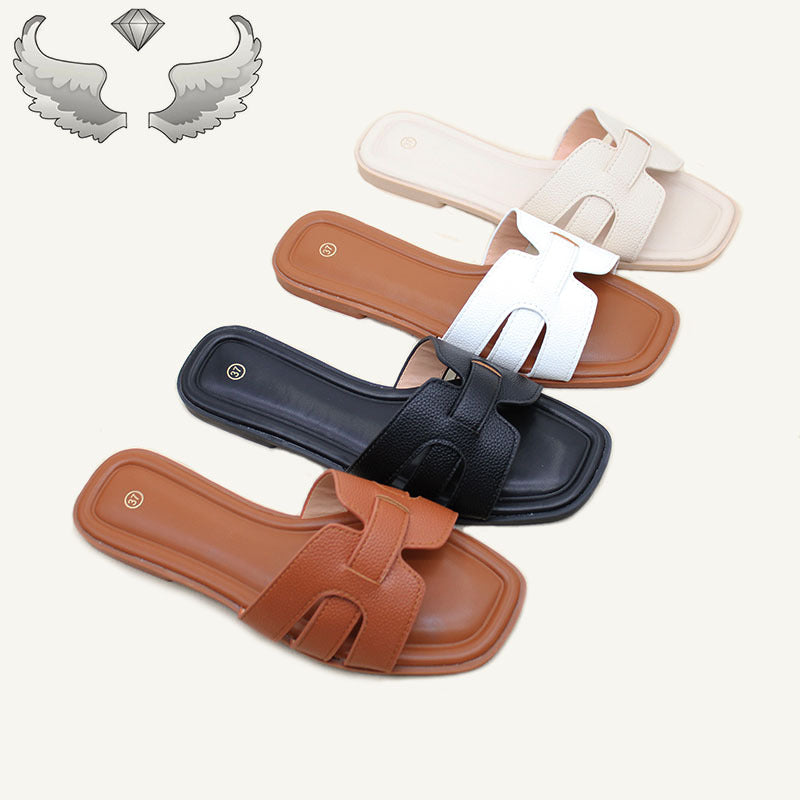 Hot selling Women's Shoes Cross-border  slippers Square head flat bottom casual women's beach shoes