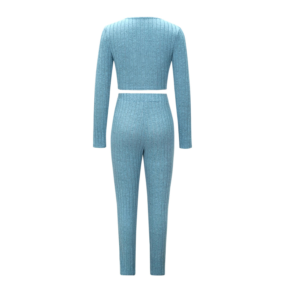 fashionexportknittinglong sleevessuit women's casualfashiontwo-piece set western style