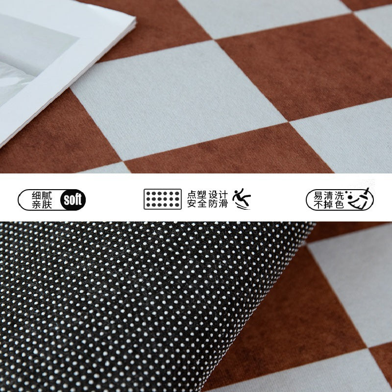 Checkerboard rug for bedroom, living room - modern minimalist nordic style - perfect for bedside, coffee table, or sofa