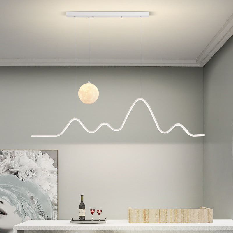 Full Spectrum Minimalist Restaurant Chandelier Moon Strip LED Light 2025 New Designer Line Bar Lighting