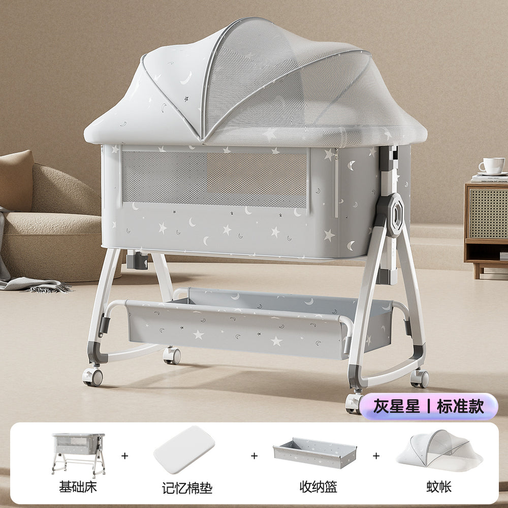 Baby crib convertible bassinet portable 2-in-1 foldable multifunctional baby bed newborn splice large bed
