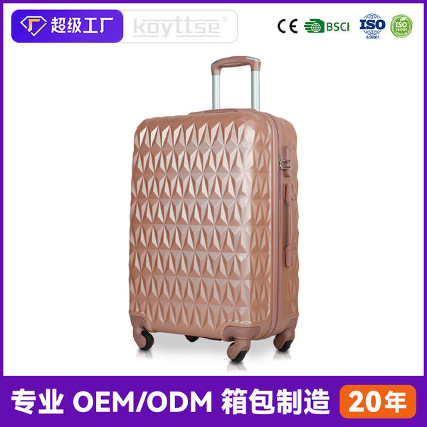 Processing custom ABS trolley case trendy diamond pattern casual travel case thickened large capacity universal wheel boarding case