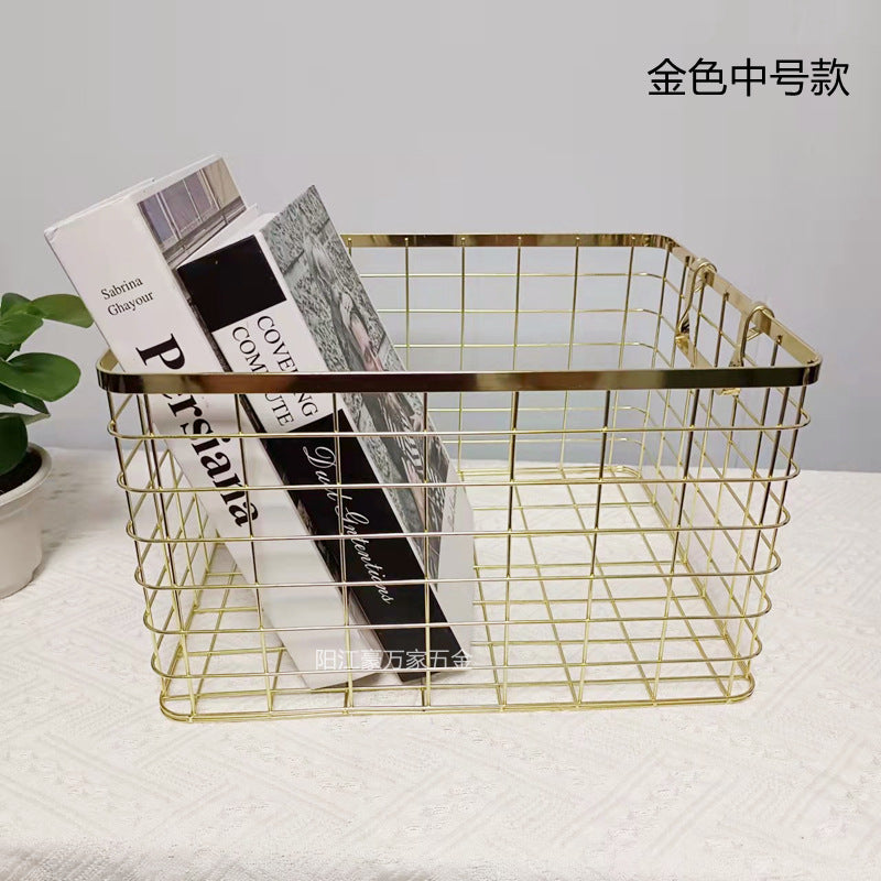 Dirty clothes basket, desktop storage basket, wrought iron storage basket, Nordic ins storage basket, sorting storage basket, sundries storage frame