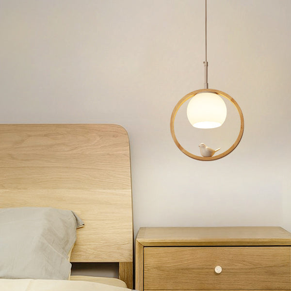 Popular Nordic log bedroom bedside lamp, creative bird restaurant chandelier, single-head chandelier, bar restaurant lamp