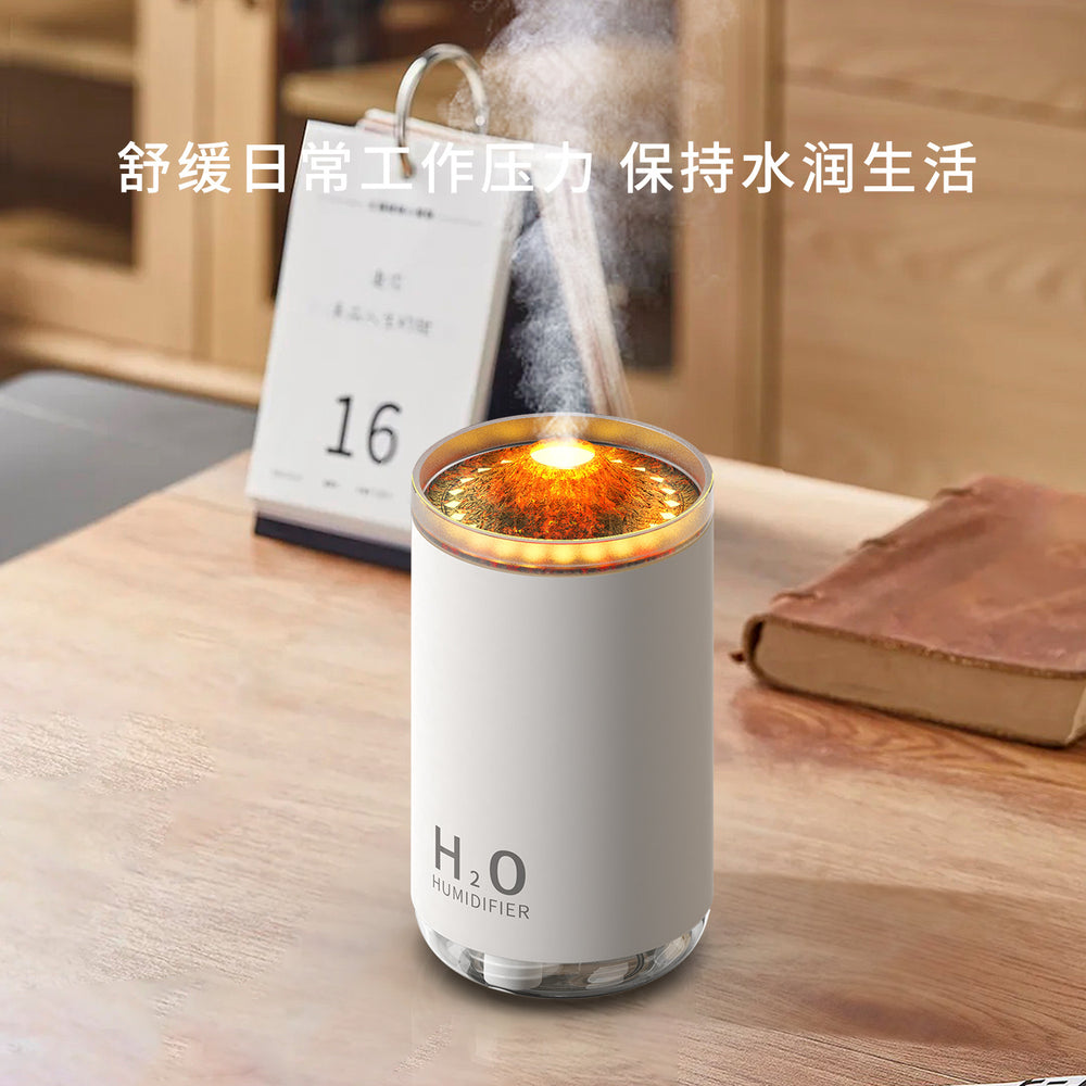 Artificial flame aromatherapy machine for home bedroom office desktop atmosphere lamp humidifier diffuser small volcano desktop