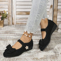 Wholesale women's plus size suede bowknot round toe single strap wedge heel casual flats - new spring/summer  collection for export
