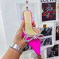Summer closed-toe backless heeled sandals with bow and rhinestone detail - european & american design, unique high-heeled slides for women