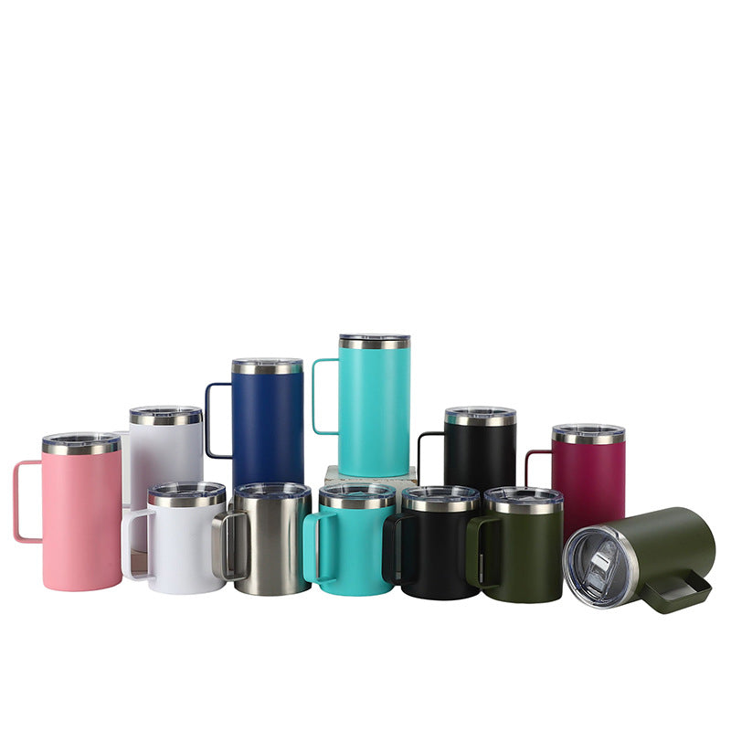 export insulated tumbler, 12/14oz double-walled stainless steel coffee mug with handle, business gift office mug