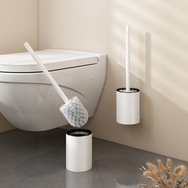 White toilet brush holder Space aluminum wall-mounted type with cup base Toilet toilet cleaning brush Cleaning toilet brush set