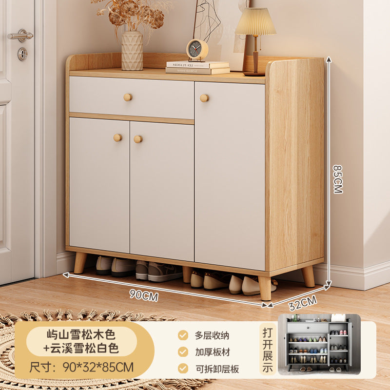 Solid wood shoe cabinet, indoor entrance to the home entrance, simple wall locker, shoe rack, log wind