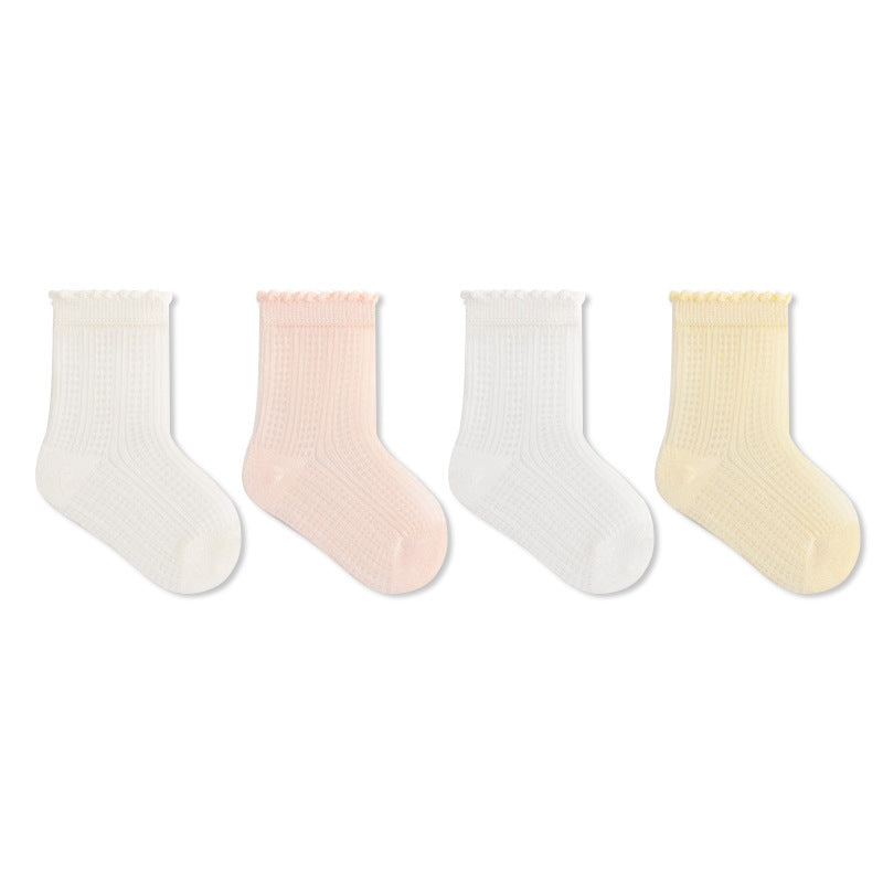 Babylon baby socks mulberry silk solid color breathable mesh class a cotton infant seamless boys and girls kids socks