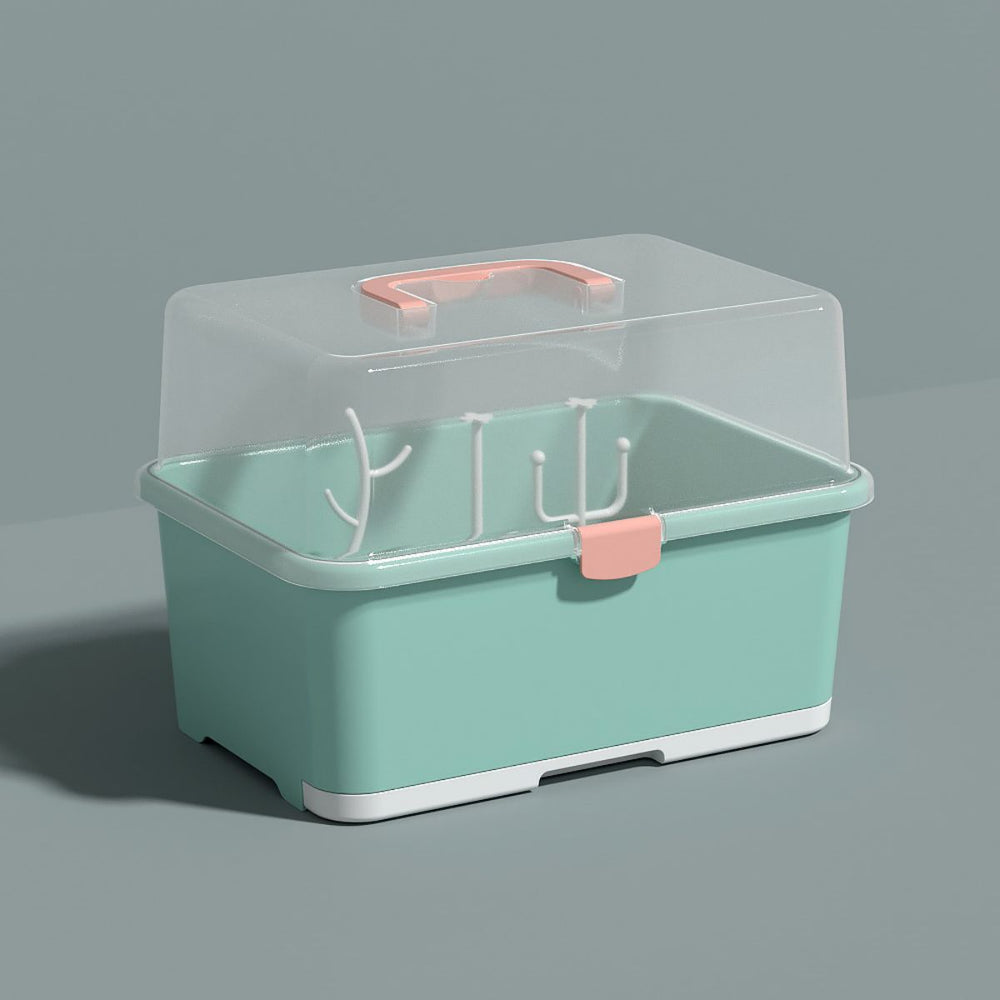 Baby bottle storage box drain rack portable large baby tableware storage box bottle box with cover dustproof