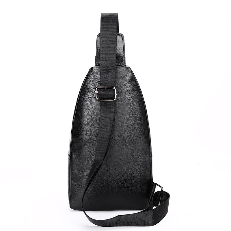 Cross-border delivery of large-capacity travel messenger bags, men's business PU leather breast bags, fashionable versatile shoulder bags wholesale
