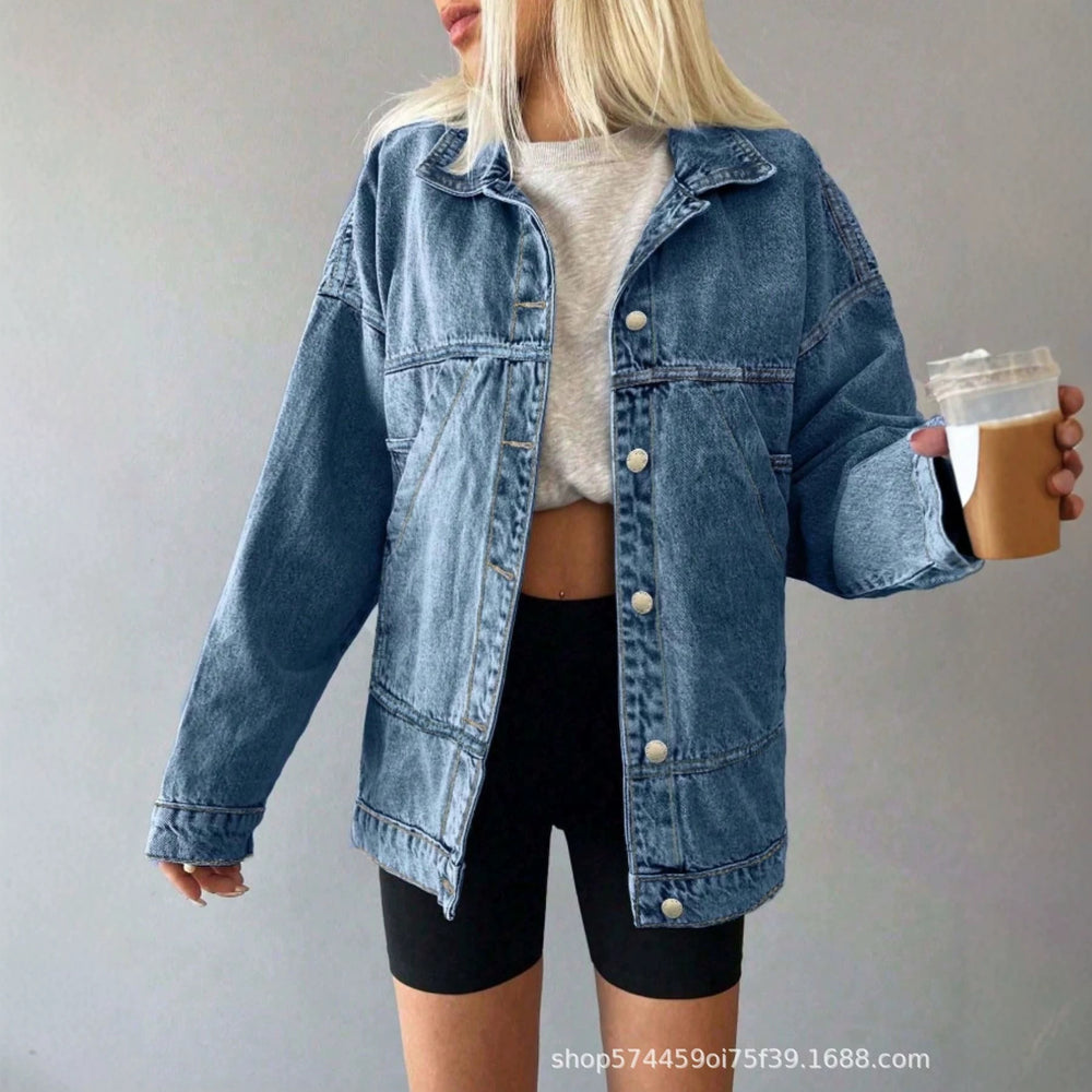 Amazon tiktok pinduoduo export cross-border fashion women's large silhouette lightweight denim jacket outwear