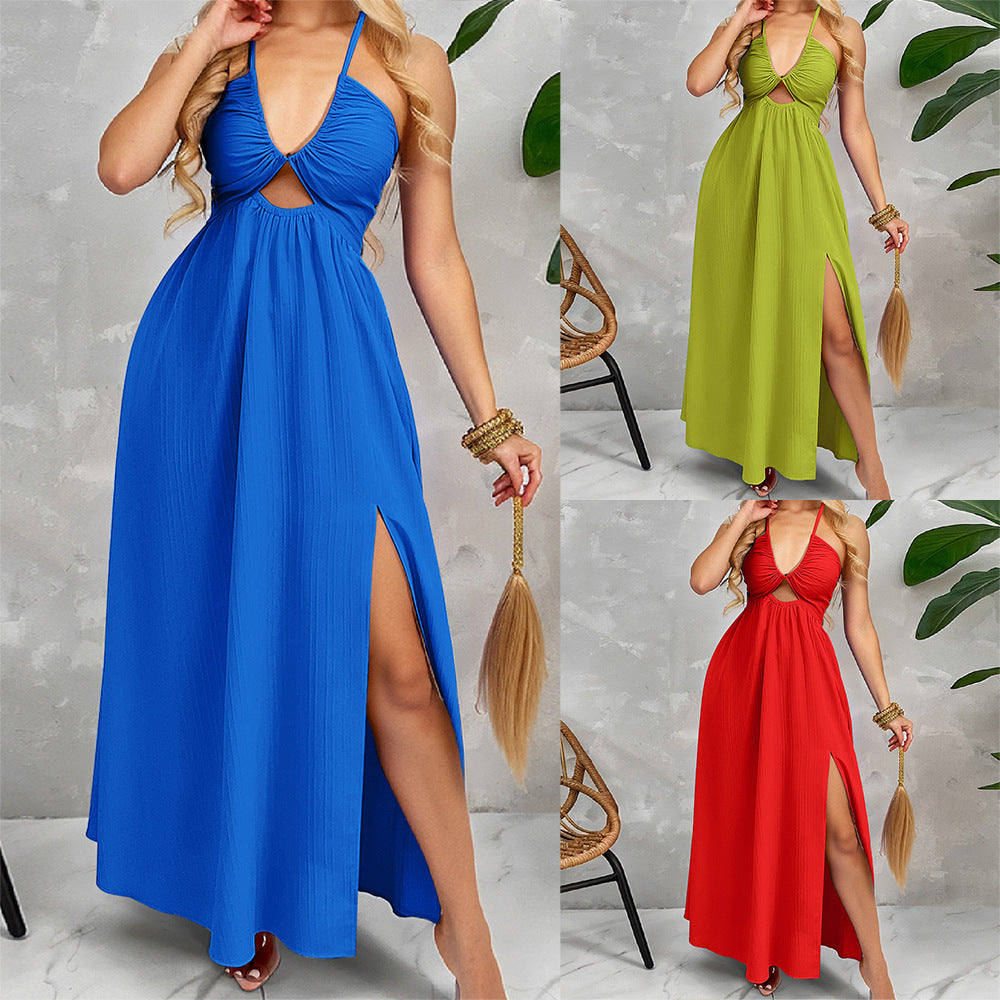 Shanuo independently develops the original  European and American women's clothing solid color suspender dress temu independent station