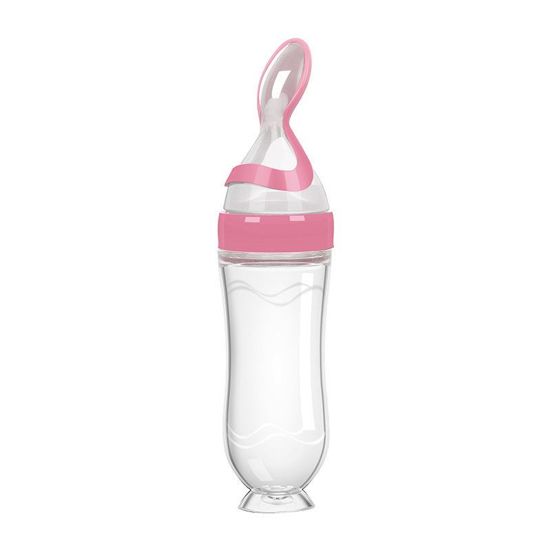 Factory custom baby rice paste bottle baby silicone bottle extrusion spoon children's complementary food bottle baby rice paste spoon