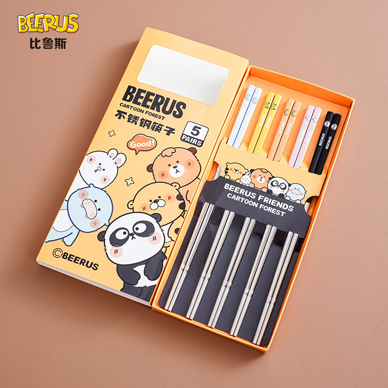 Original beerus co-branded 316 stainless steel chopsticks suit cartoon for homeclassy tableware chopsticks gift wholesale