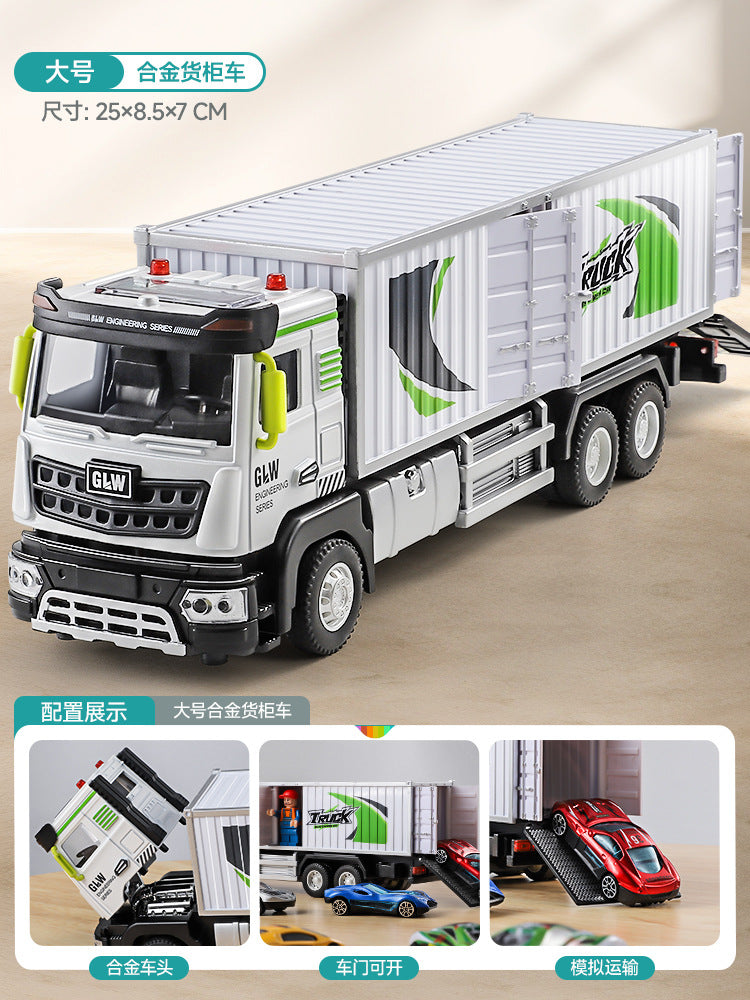 Die-cast alloy big truck toy for boys - realistic container truck, car carrier, and construction vehicle model