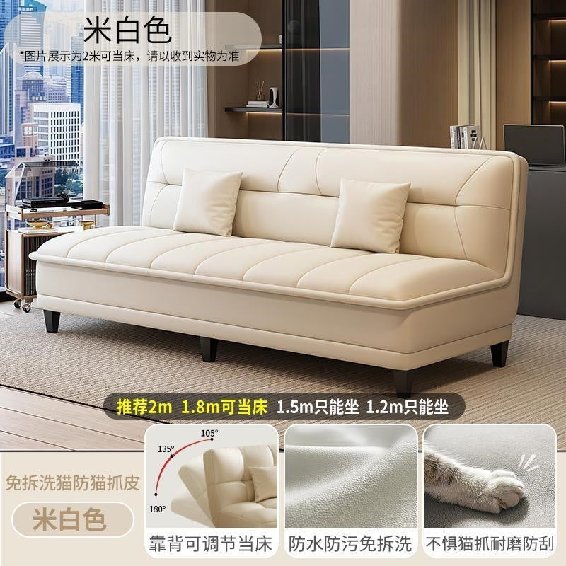 Foldable dual-purpose sofa bed, multi-functional small apartment living room straight-row sofa, rental house economical casual no-wash sofa