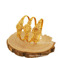 Trendy bohemian gold-plated copper bangle with open-end design - a high-end, luxurious bracelet perfect as a bridal gift