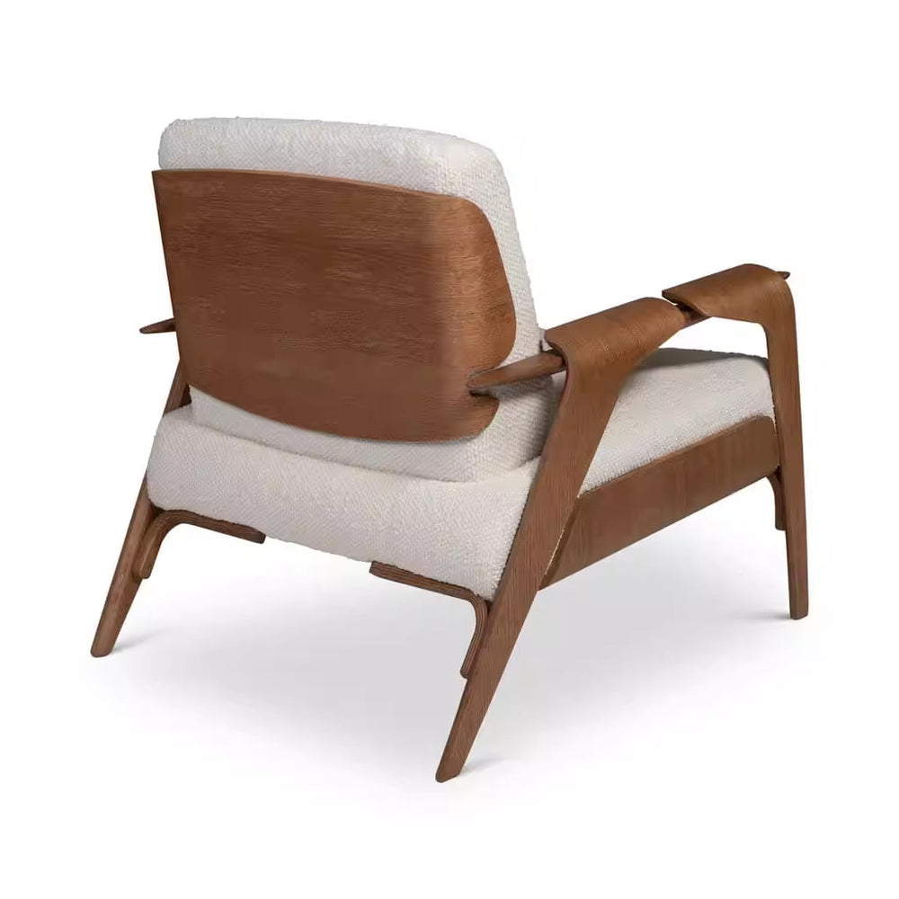 Casual chair recliner white ash solid wood feet living room balcony bedroom for home rest nap lazy small sofa chair