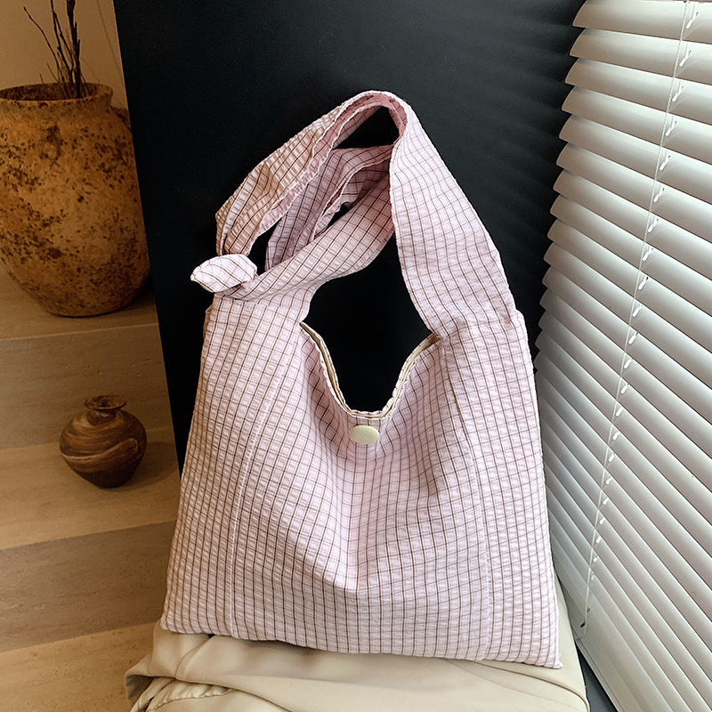 Foreign trade 2025 spring and summer new plaid shoulder bag simple versatile messenger bag large capacity casual tote bag