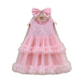 Girls' sequin mesh dress - new summer  style: chic tank dress, tiered cake dress, perfect birthday gift for your daughter