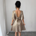 Amazon fashion cross-border women's flared sleeve backless tie-waist a-line mini dress