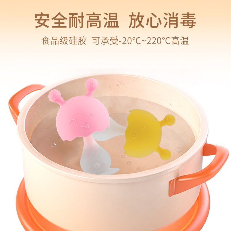 's new toothpaste rabbit rattle toothpaste anti-suffocation with holes, biting glue, biting music mushroom integrated toothpaste