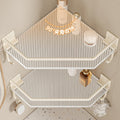 Bathroom shelf, toilet corner organizer, no-drill washroom storage, acrylic off-white tripod shelf
