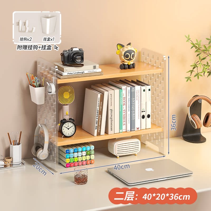 Acrylic desktop organizer, office desk pegboard, computer desk bookshelf, multi-tier storage rack with dividers