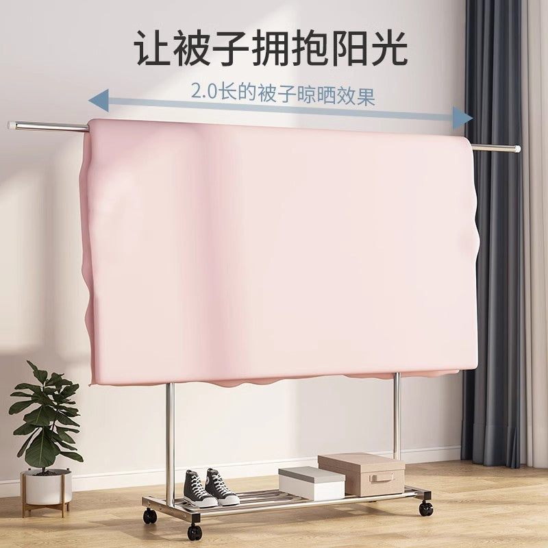 Clothes drying rack floor-standing thickened telescopic for home indoor and outdoor storage rack balcony single and double pole clothes hanger