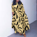 Amazon women's spring  new fashionable elegant printed tie-waist maxi dress - plus size available for export