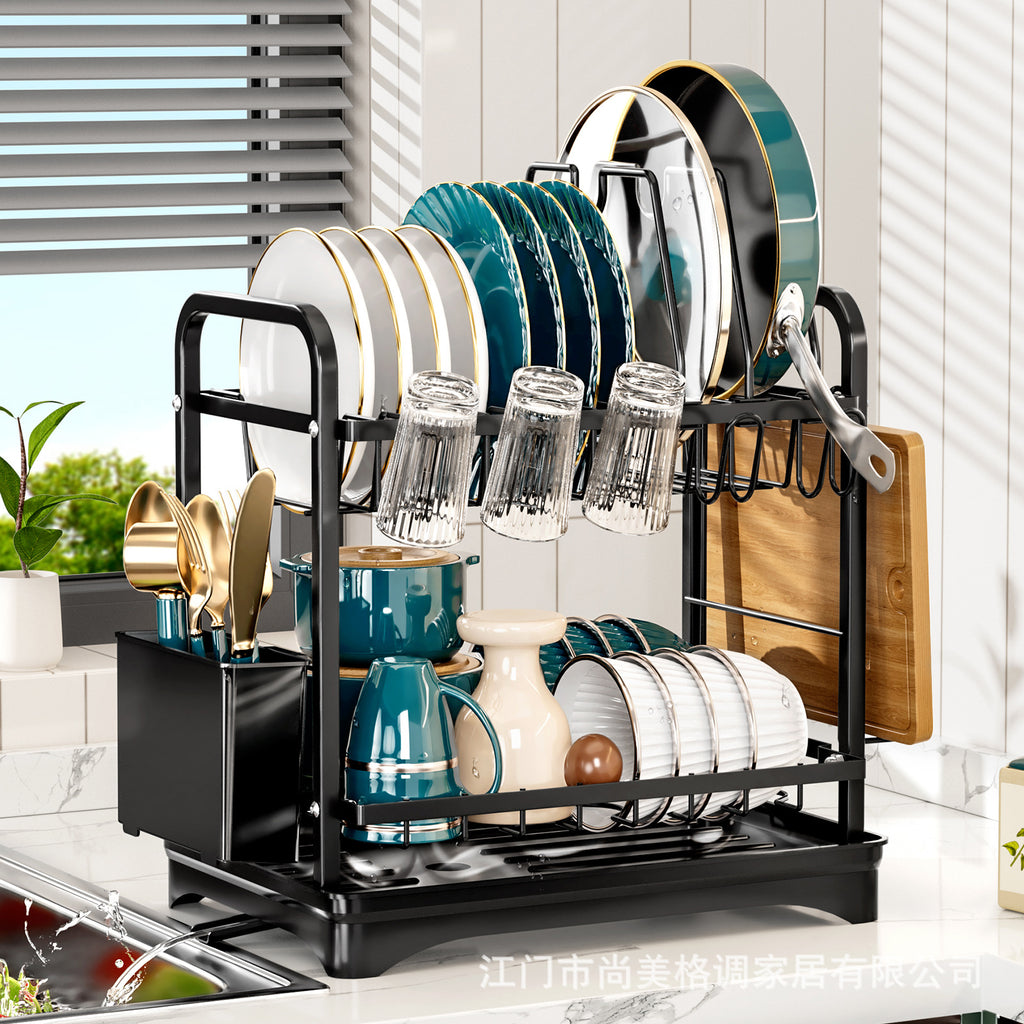 Cross-border Dish Storage Rack Kitchen Shelf Countertop Pot Lid Pot Rack Tableware Storage Box Drain Basket Bowl Rack