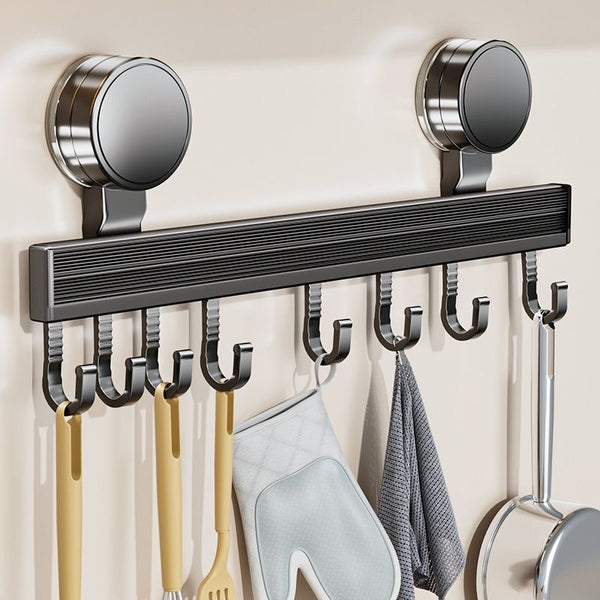 Suction cup, kitchen hook, row of slide rail, hanging rod, non-punching space aluminum spatula storage, wall-mounted hanger rack