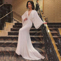 new european and american style v-neck floor-length sequin evening gown with long sleeves - mermaid tail banquet elegance