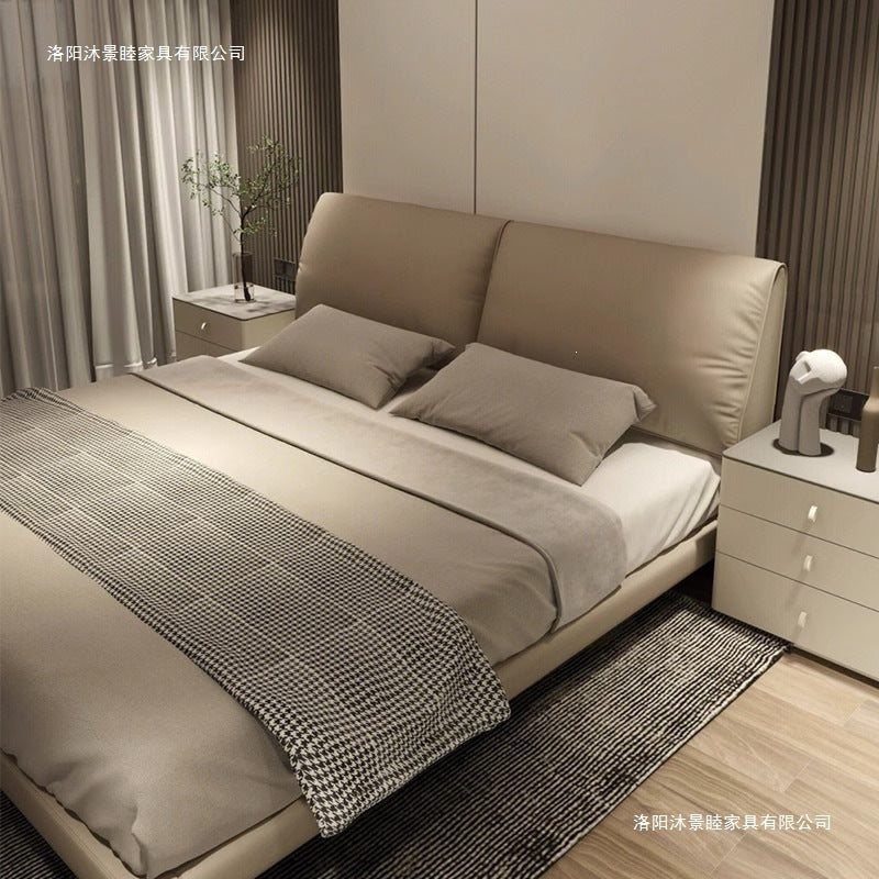 Ear bed accessible luxury modern first layer cowhide casualdouble 1.8 master bedroom normcore soft package wedding bed 2m