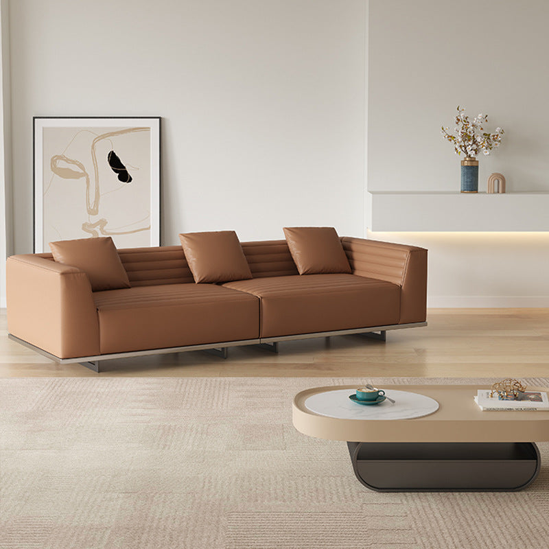 Foshan factory personalized wholesale italian normcore roger leather sofa small apartment first layer cowhide designer sofa