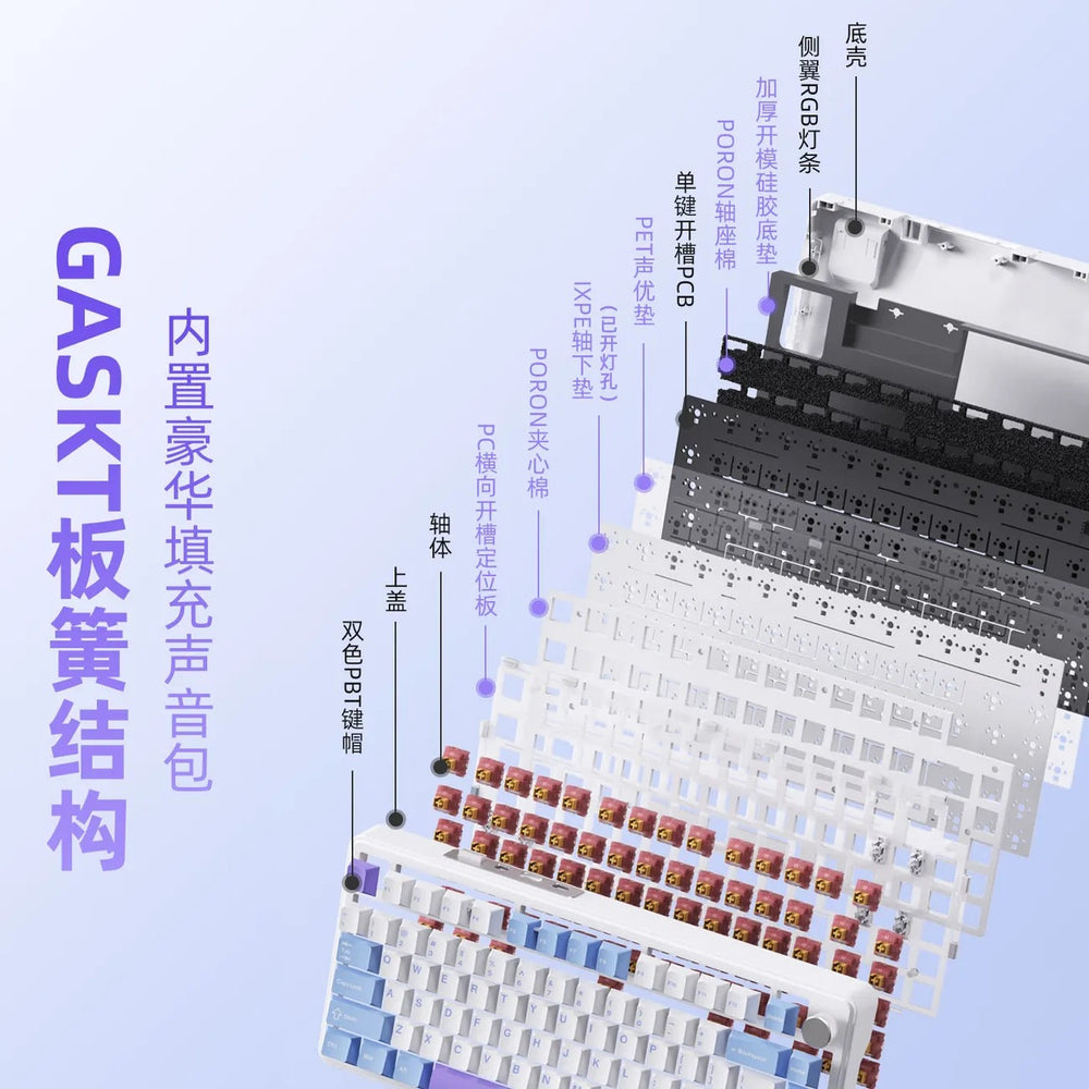 Xinmeng m75 mechanical keyboard rgb three-mode wireless bluetooth hot-swappable axis side-engraved gaming customized keyboard cross-border