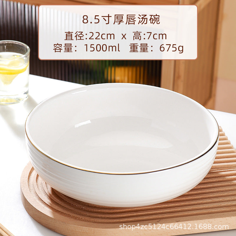 Wholesale for home large soup bowl extra large gold rim pickled fish large bowl ceramic large bowl boiled fish bowl large soup bowl